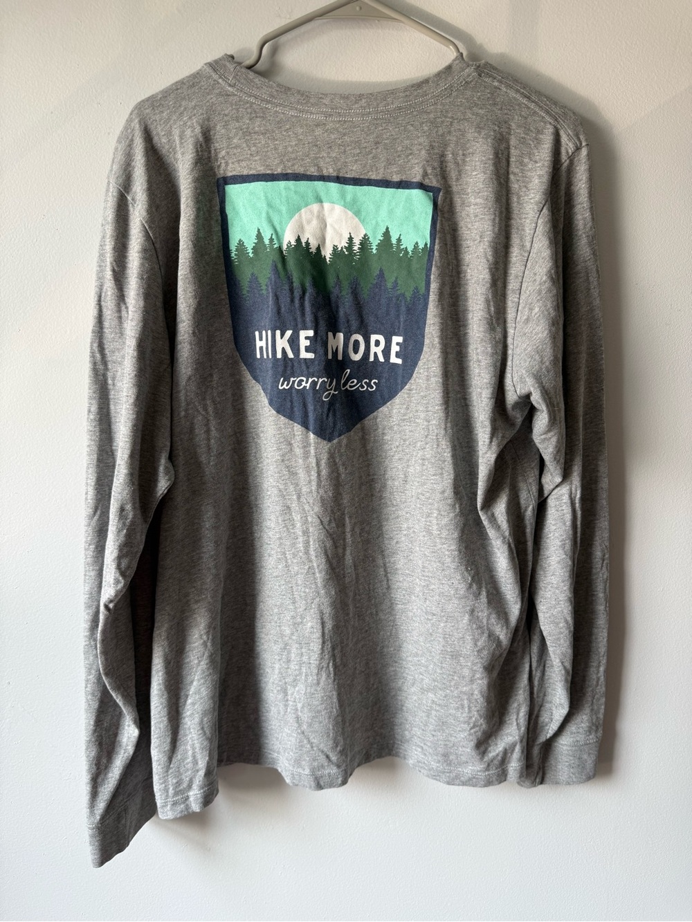 Life Is Good Long Sleeve T-shirt Hike More Worry Less Graphic Crusher T Gray XL